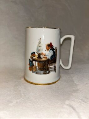 Vintage Norman Rockwell "For a Good Boy" Ceramic Porcelain Stein Mug - Retro
